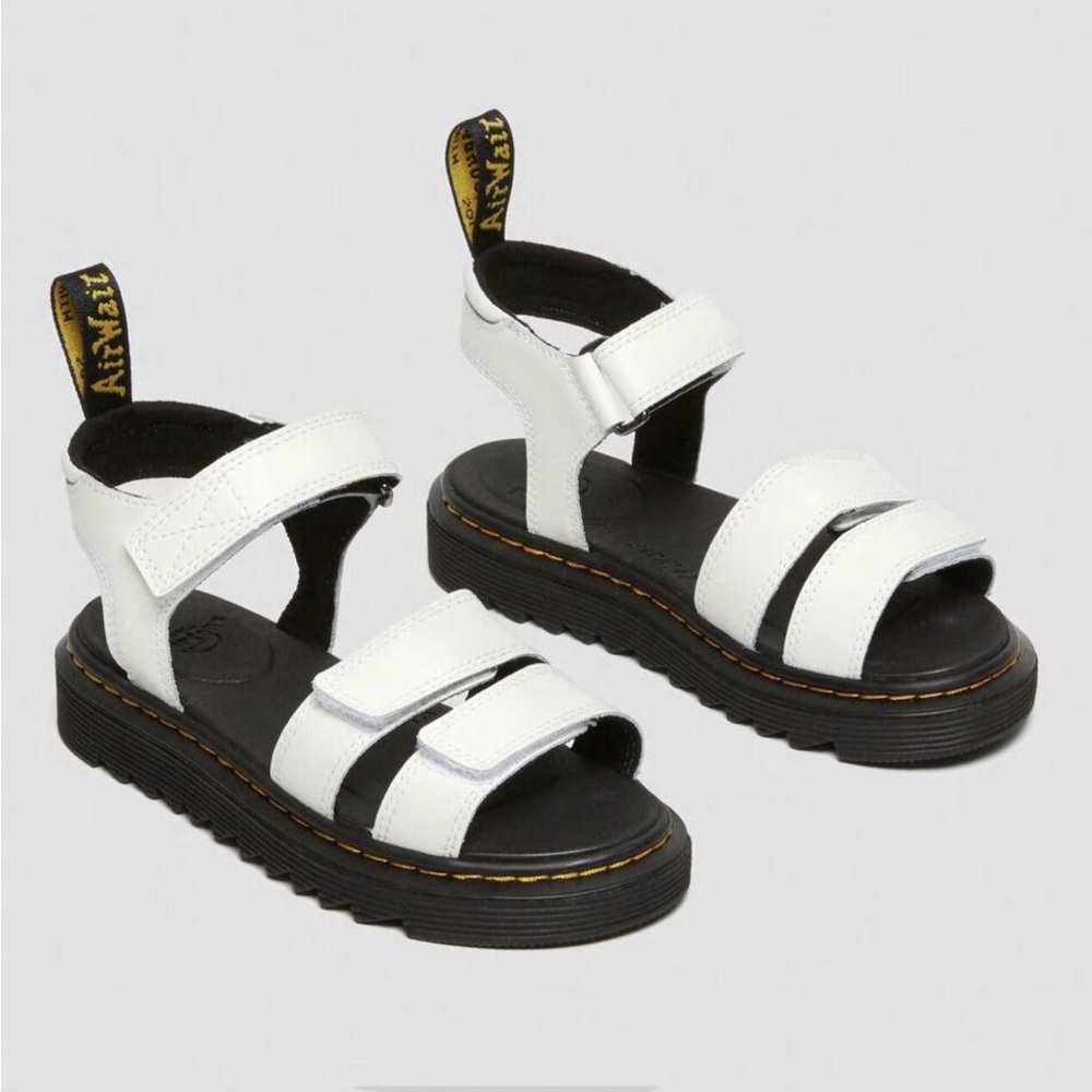 Dr. Martens White and Black Kids Platform Sandals
